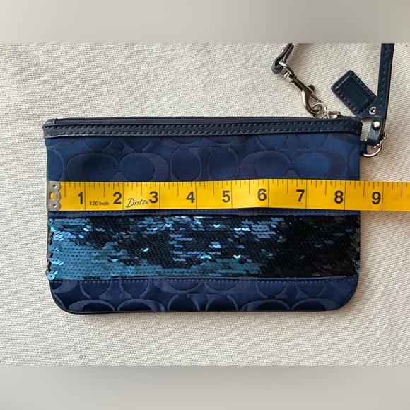 Coach Navy Blue Sequin Wristlet - Picture 9 of 10